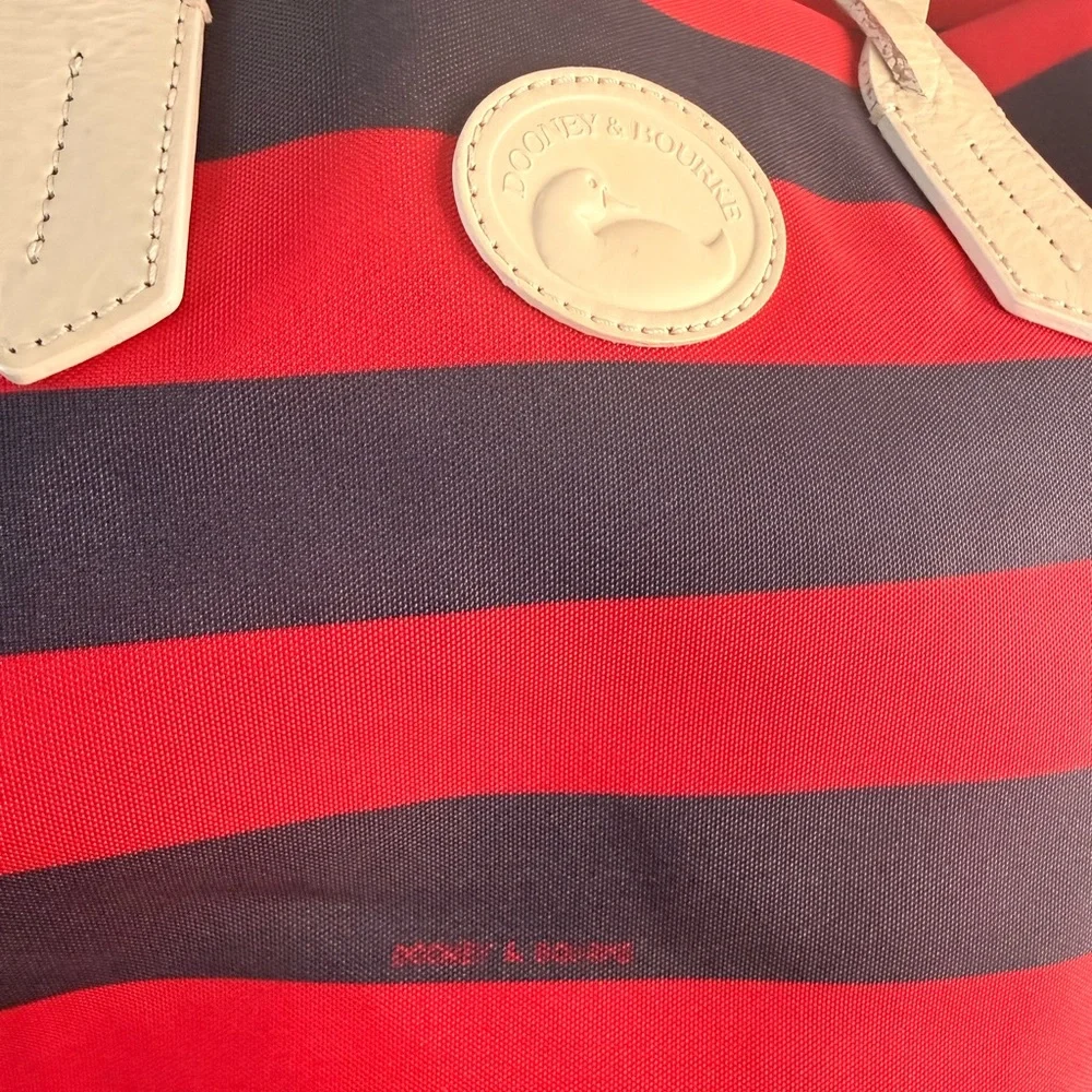 Dooney & Bourke Navy and Red Striped Tote - Picture 2 of 14